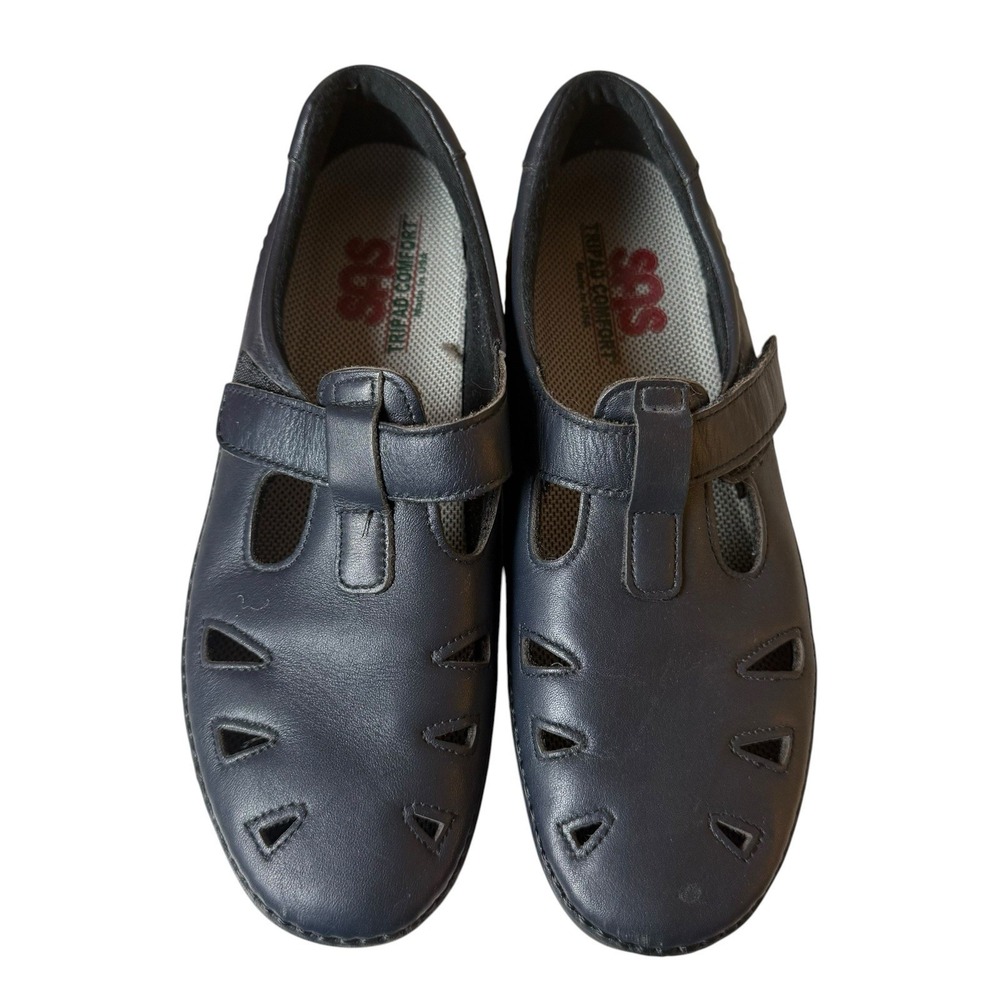 SAS Roamer Shoes Womens Size 8.5M Navy Blue Leather Tripad Comfort Hook & Loop